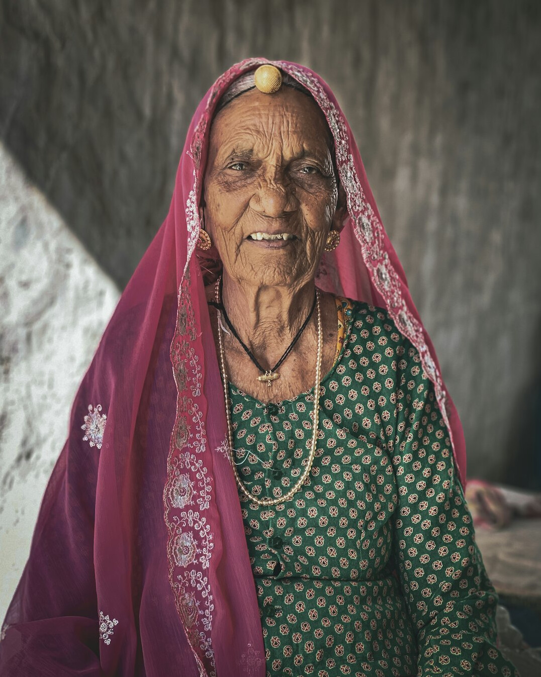 woman smiling in village